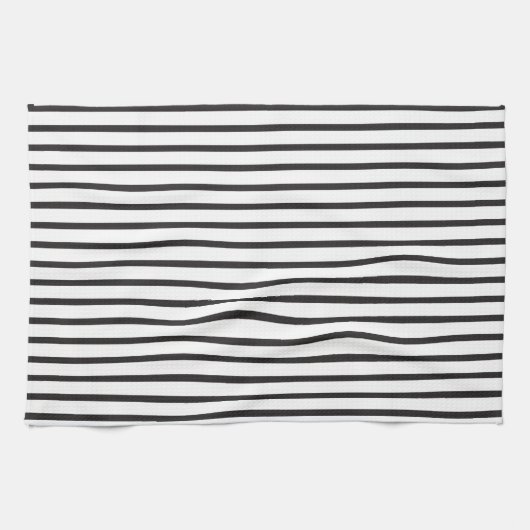 Einfache schwarze und weiße Streifen Geschirrtuch (Horizontal)