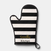 Einfache schwarze und weiße Streifen - Goldene Skr Ofenhandschuh (Vorderseite)