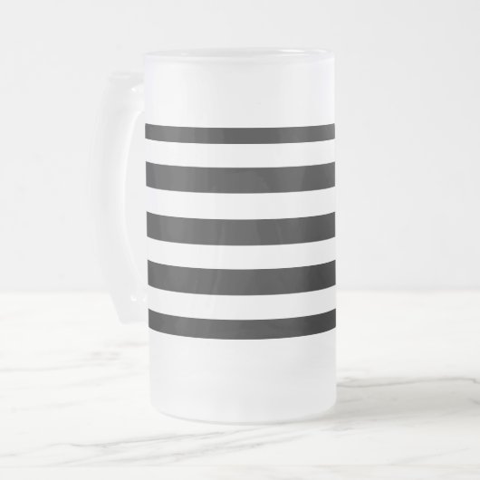 Einfache schwarze und weiße Streifen | Mattglas Bierglas (Vorderseite Links)