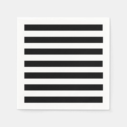 Einfache schwarze und weiße Streifen | Serviette (Vorderseite)