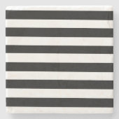 Einfache schwarze und weiße Streifen | Steinuntersetzer (Vorderseite)