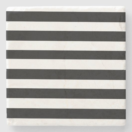 Einfache schwarze und weiße Streifen | Steinuntersetzer (Vorderseite)