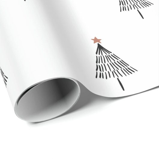 Einfache schwarze und weiße Weihnachtsbaum Gold St Geschenkpapier (Rolleneckpunkt)