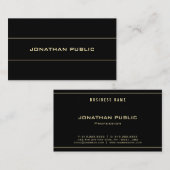 Einfache Schwarze Vorlage Gold Text Trendy Modern Visitenkarte (Vorne/Hinten)