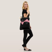 Einfache schwarze Weibchen mit schwarz rosa Band Tasche (Am Model)