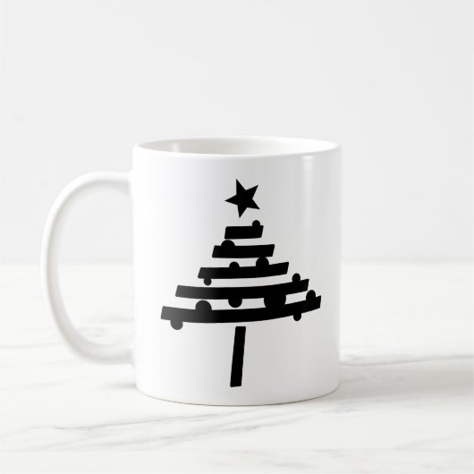 Einfache schwarze Weihnachtsbaum mit einem Stern Kaffeetasse (Links)