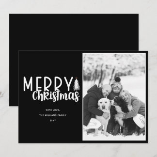Einfache schwarze Weihnachtsgruß-Typografie-Foto Feiertagskarte