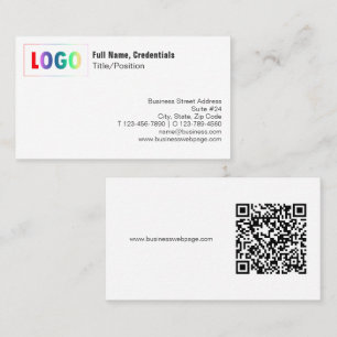 Einfache schwarze, weiße Logo- und QR-Code-Visiten Visitenkarte