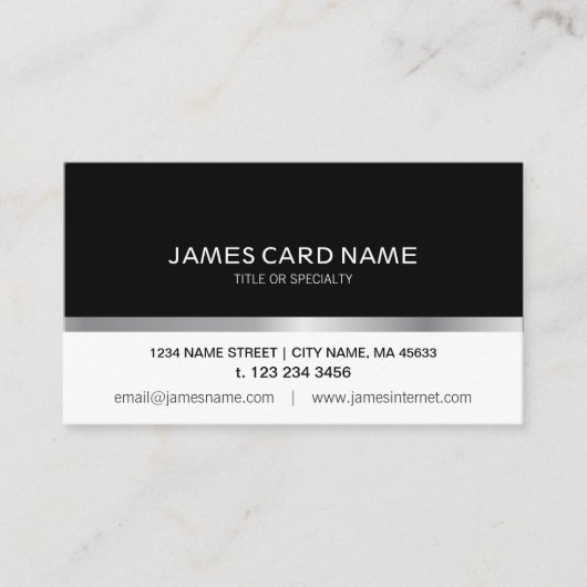 Einfache schwarze/weiße silberne Linie Visitenkarte (Vorderseite)