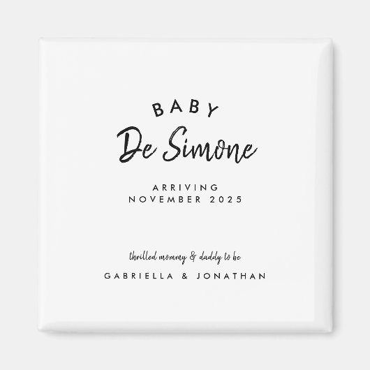 Einfache schwarze weiße Typografie Schwangerschaft Magnet (Vorne)