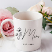Einfache Schwarze Wildblume Personalisierte Mama Kaffeetasse