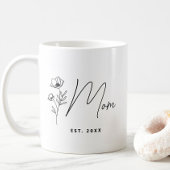 Einfache Schwarze Wildblume Personalisierte Mama Kaffeetasse