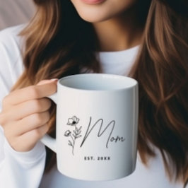 Einfache Schwarze Wildblume Personalisierte Mama Kaffeetasse
