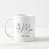 Einfache Schwarze Wildblume Personalisierte Mama Kaffeetasse (Links)