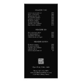 Einfache schwarze zeitgenössische Preisliste Moder Werbekarte (Hinten)