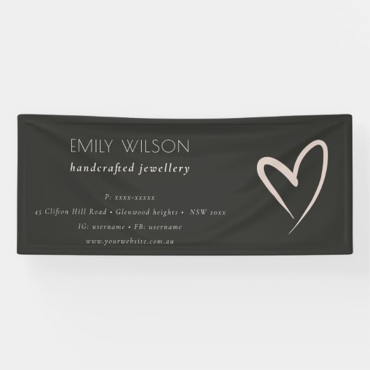 Einfache Schwarzes Herz-Unternehmen Banner (Horizontal)