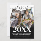 Einfache Schwarzweiß-Abschluss-FotoCollage Ankündigung (Vorderseite)