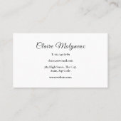 Einfache Schwarzweiß-Berufliche Schrift Visitenkarte (Rückseite)