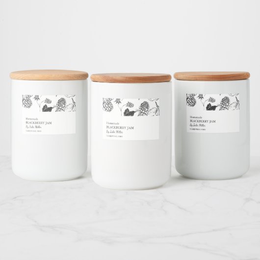 Einfache Schwarzweiß-BlackBerry-Jam-Marke Lebensmitteletikett (Flaschen)