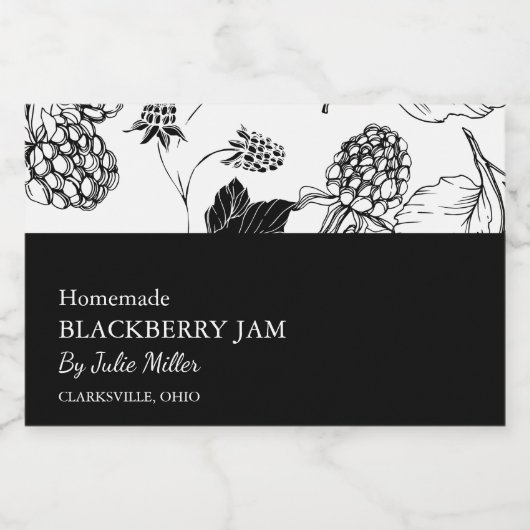 Einfache Schwarzweiß-BlackBerry-Jam-Marke Lebensmitteletikett (Einzelnes Label)