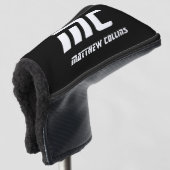 Einfache Schwarzweiß-Coole Personalisierte Monogra Golf Headcover (3/4 Vorderseite)