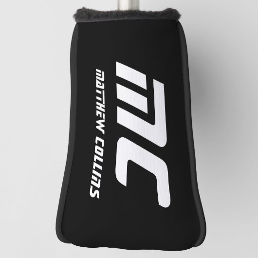 Einfache Schwarzweiß-Coole Personalisierte Monogra Golf Headcover (Rotieren 90)