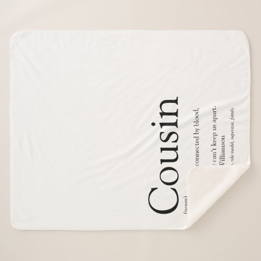 Einfache Schwarzweiß-Cousin-Definition Sherpadecke (Vorderseite (Horizontal))