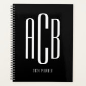 Einfache Schwarzweiß-Dreibuchstaben Planer (Vorderseite)