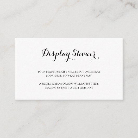 Einfache Schwarzweiß-Elegant-Display-Dusche Begleitkarte (Vorderseite)