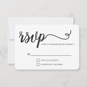 Einfache, schwarzweiß-elegante UAWG-Skripte RSVP Karte