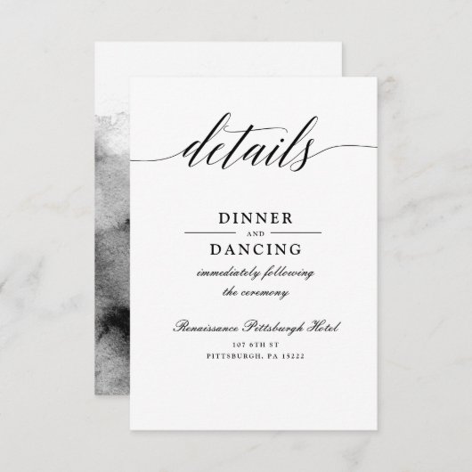 Einfache Schwarzweiß-Empfang-Karte Einladung (Vorne/Hinten)