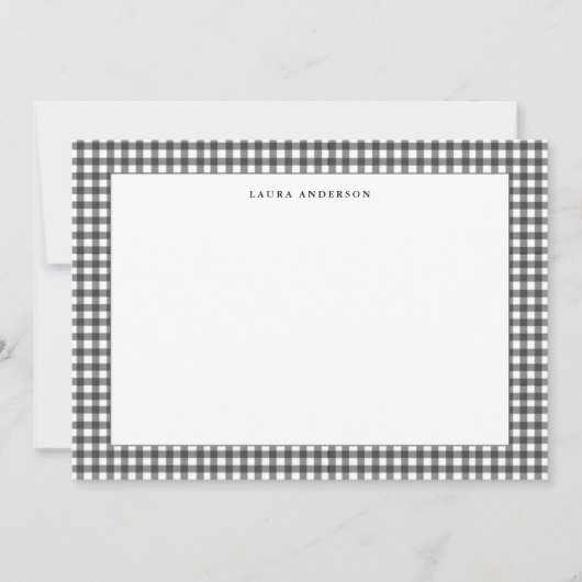 Einfache Schwarzweiß-Gingham personalisiert Dankeskarte (Vorderseite)
