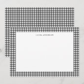 Einfache Schwarzweiß-Gingham personalisiert Dankeskarte (Vorne/Hinten)