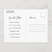 Einfache Schwarzweiß-Kalligraphie Save the Date Postkarte (Rückseite)