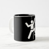 Einfache Schwarzweiss-Klettern-Ikone Zweifarbige Tasse (Vorderseite Links)