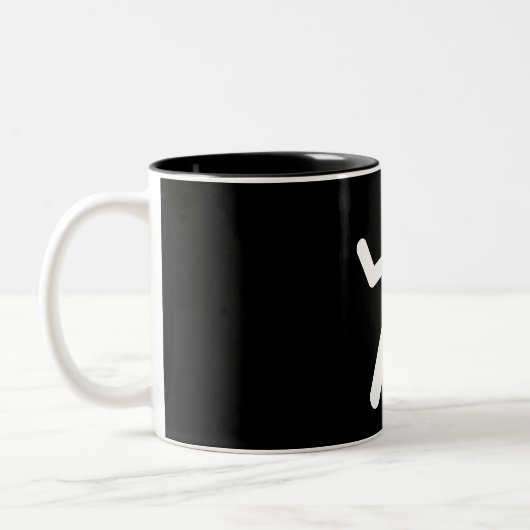 Einfache Schwarzweiss-Klettern-Ikone Zweifarbige Tasse (Links)