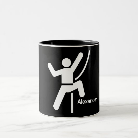 Einfache Schwarzweiss-Klettern-Ikone Zweifarbige Tasse (Mittel)
