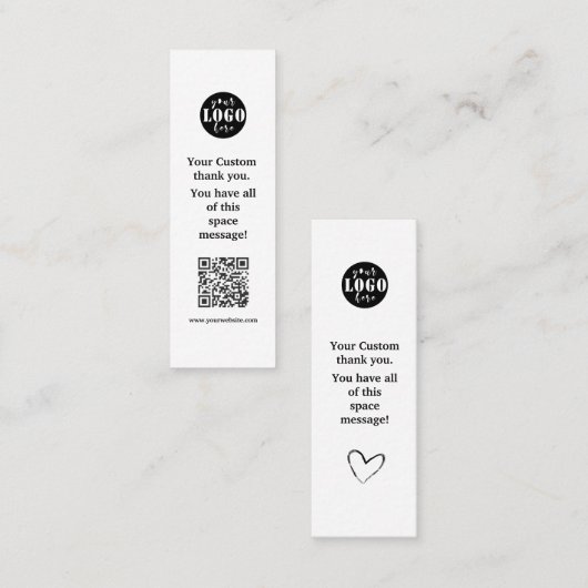 Einfache Schwarzweiß-Lesezeichen-Karte Mini Visitenkarte (Vorne/Hinten)