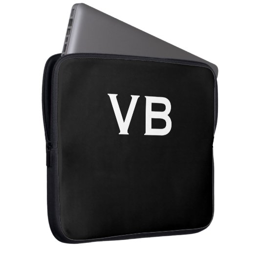 Einfache Schwarzweiß-Monogramm Laptopschutzhülle (Vorne Rechts)