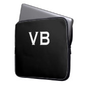 Einfache Schwarzweiß-Monogramm Laptopschutzhülle (Vorderseite Links)