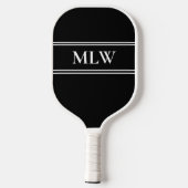 Einfache Schwarzweiß-Monogramm Pickleball Schläger (Rückseite)