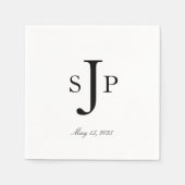 Einfache Schwarzweiß-Monogramm Serviette (Vorderseite)