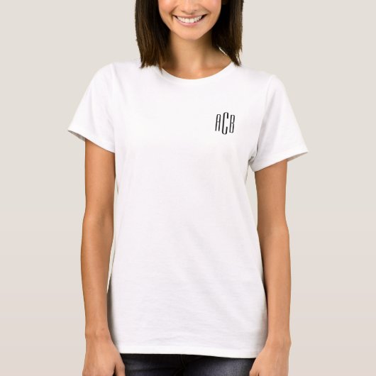 Einfache Schwarzweiß-Monogramm T-Shirt (Vorderseite)