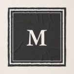Einfache Schwarzweiß-Monogramm-Vorlage Schal<br><div class="desc">Ein schwarzer Schal hat ein weißes Monogramm in der Mitte. Sie können den Buchstaben ändern,  um den richtigen Anfangsbuchstaben anzuzeigen. Zwei weiße Quadrate bilden den Schal.</div>