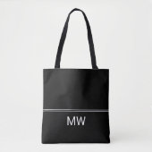 Einfache Schwarzweiß-Monogramm-Vorlage Tasche (Vorderseite)