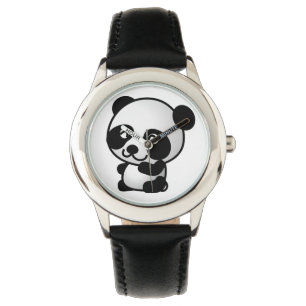 Einfache Schwarzweiß-Panda-Uhr Armbanduhr