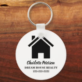 Einfache Schwarzweiß-Real-Anwesen-Agent Schlüsselanhänger (Vorderseite)