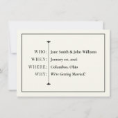 Einfache Schwarzweiß-Save the Date-Karte Einladung (Rückseite)