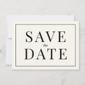Einfache Schwarzweiß-Save the Date-Karte Einladung (Vorderseite)