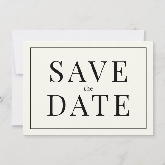 Einfache Schwarzweiß-Save the Date-Karte Einladung (Vorderseite)
